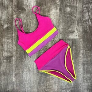 Beach Riot Lime Punch Eva Bikini Top & High Rise Emmy Bottoms